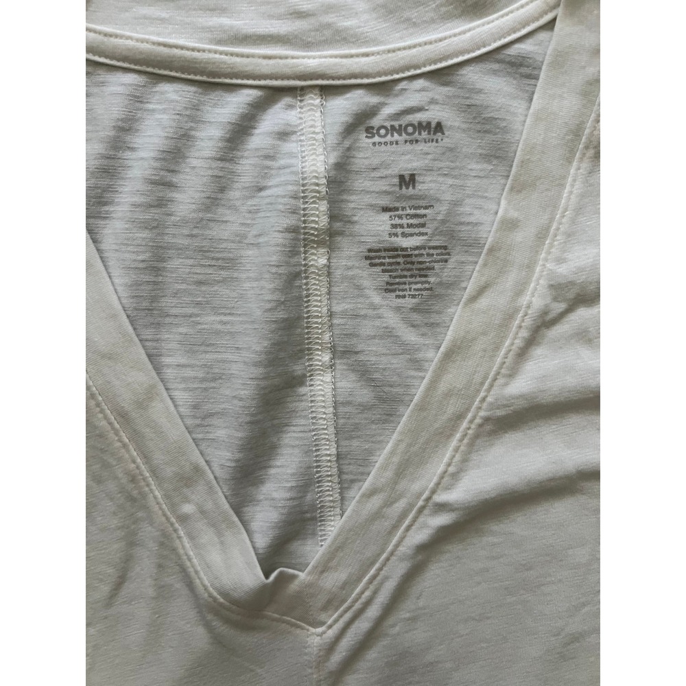 Sonoma Womens Relaxed V-Neck Tank Top Polar Beige White Medium NWT - Picture 4 of 7